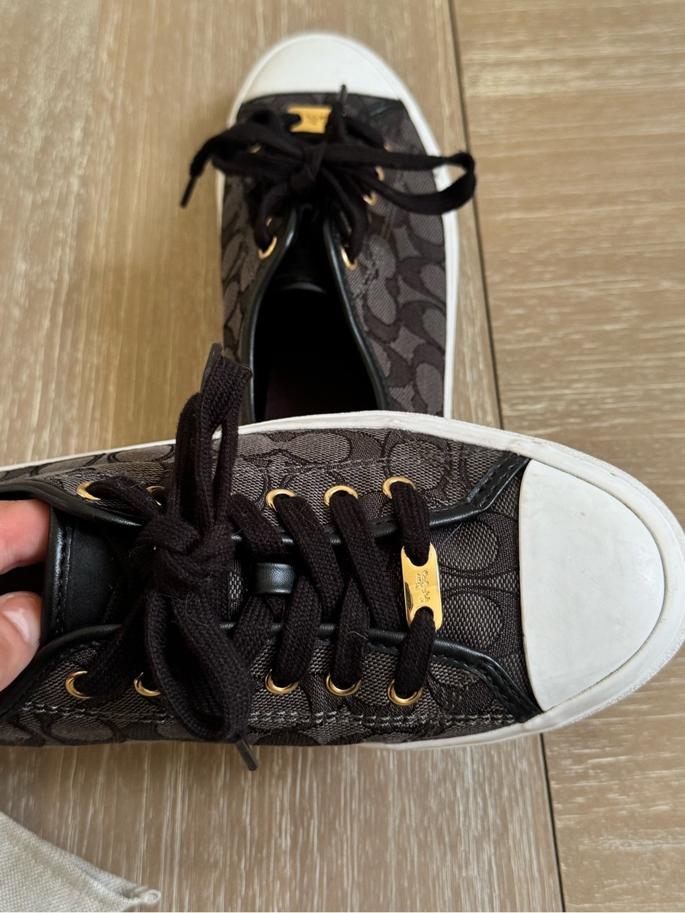 Coach Black Empire Canvas Sneakers w: Gold-Tone Accents - Picture 7 of 8